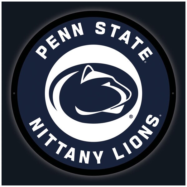 LED sign illuminated Penn State Nittany Lions encircling Athletic Logo